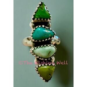 Sonoran Gold & Paloma Turquoise Sterling Silver 4 Stone Ring Size Adjsble
